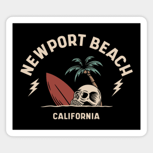 Vintage Surfing Newport Beach California // Retro Surf Skull Sticker